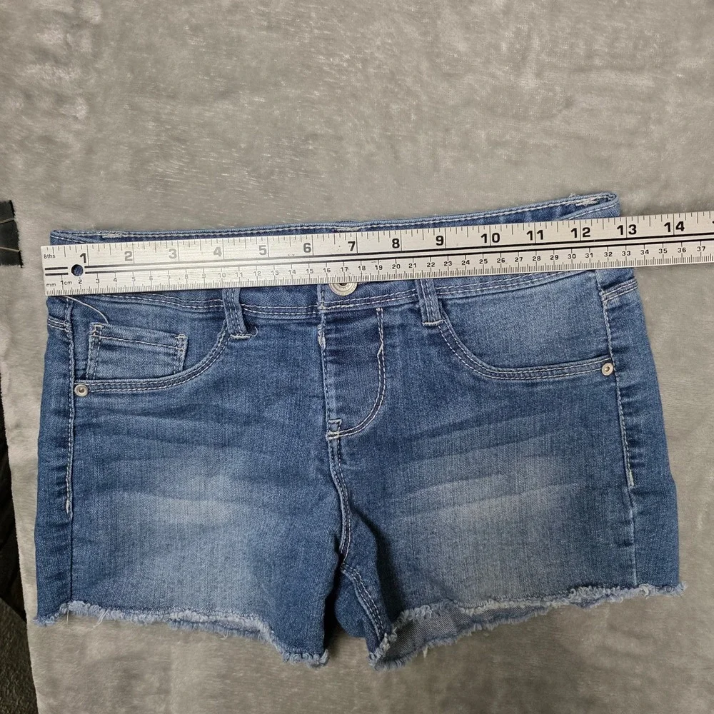 Squeeze‎ Denim Shorts Girls Size 12 Blue Good Raw Hem Stretch Jean